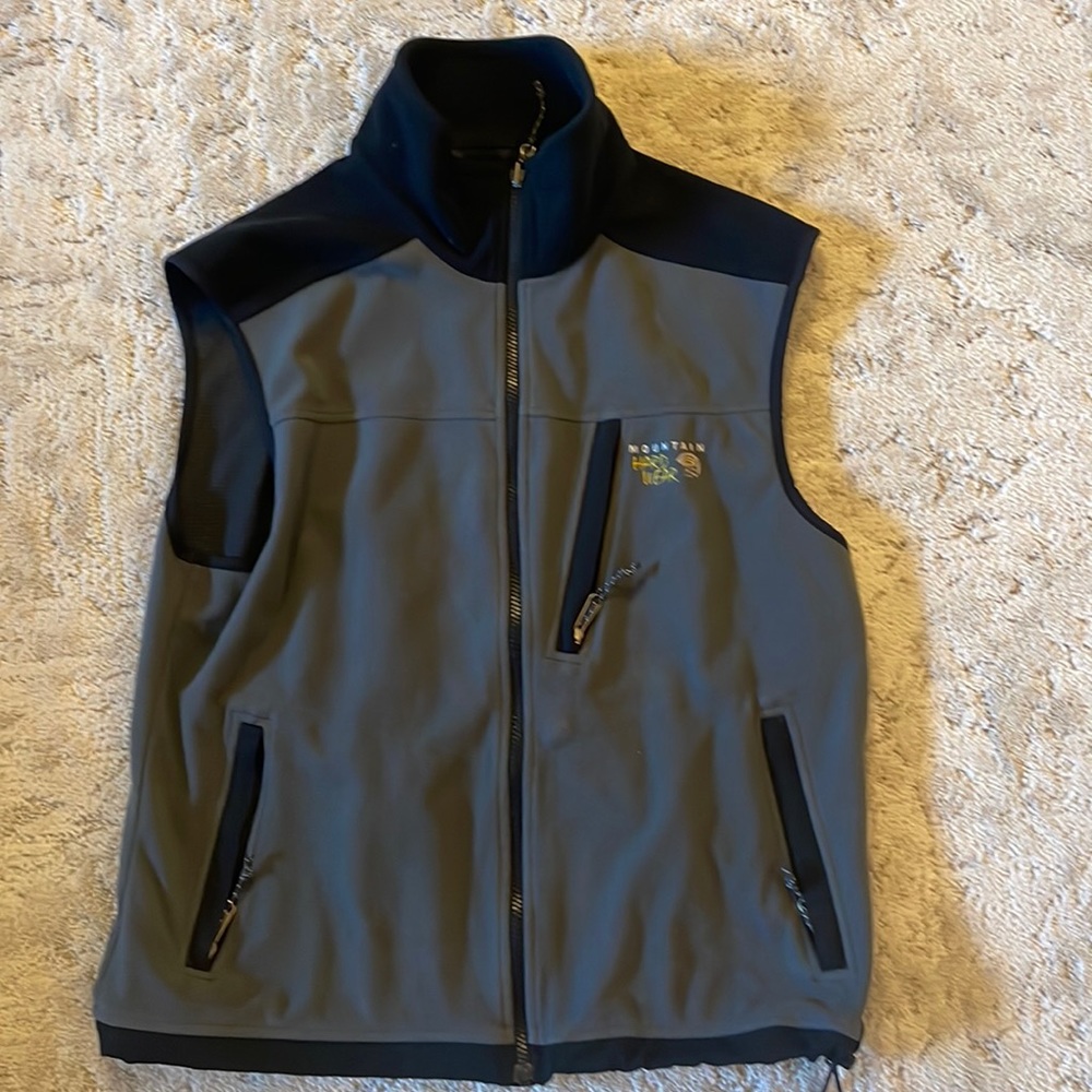Mountain Hardwear wind stopper vest. This is a great wear to stay warm.